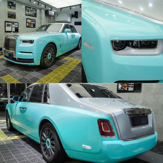 Color Shift Glitter Tiffany Blue Car Wrap