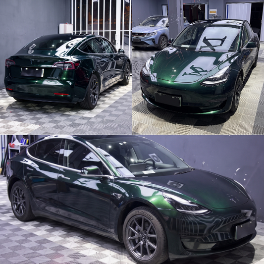 Color Shift Glitter Black Green Car Wrap