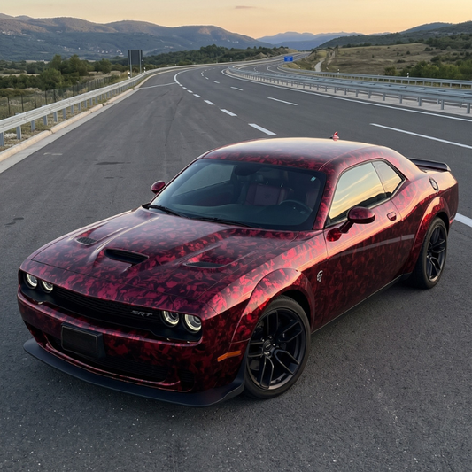 Black Red Forged Carbon Fiber Vinyl Wrap