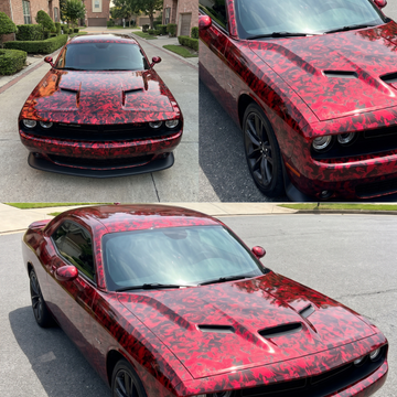 Black Red Forged Carbon Fiber Vinyl Wrap