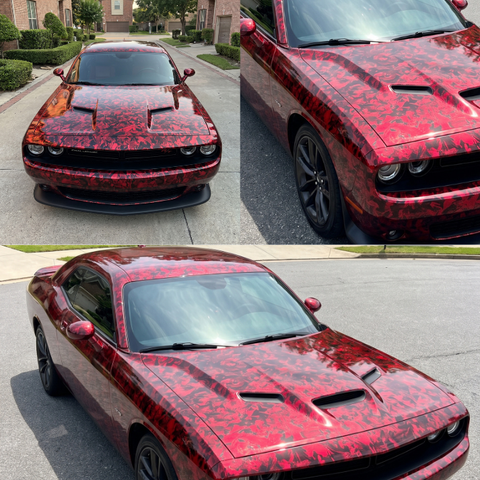 Black Red Forged Carbon Fiber Vinyl Wrap