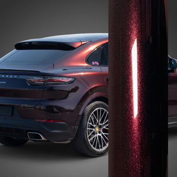Gloss Metallic Black Red Car Wrap