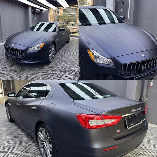 Satin Chrome Black Blue Vinyl Wrap