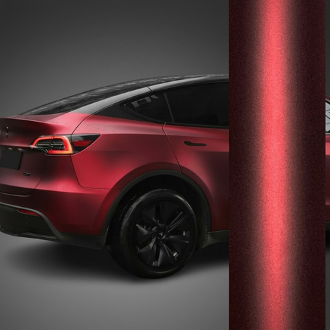 Satin Chrome Silk Oxide Red Vinyl Wrap