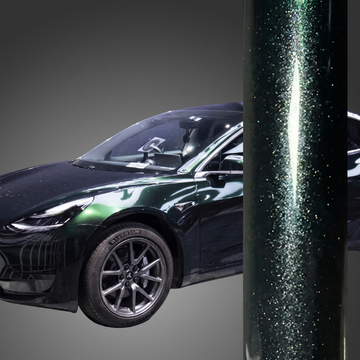 Color Shift Glitter Black Green Car Wrap