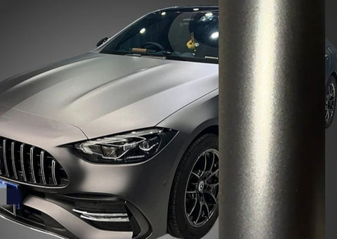 Satin Chrome AMG Gray Car Wrap