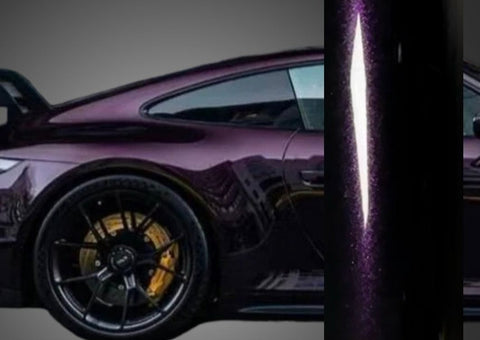 Gloss Metallic Glitter Black Purple Car Wrap