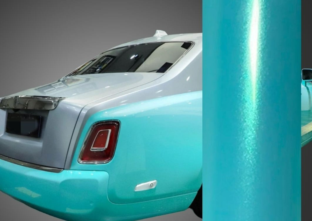Color Shift Glitter Tiffany Blue Car Wrap