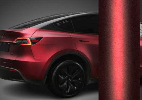 Satin Chrome Silk Oxide Red Vinyl Wrap