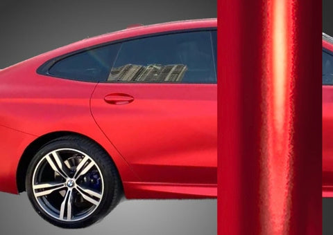 Satin Chrome Prismatic Red Vinyl Wrap