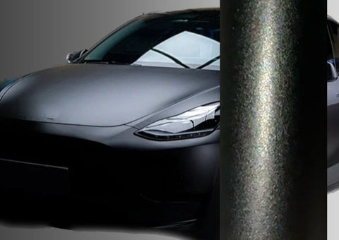 Satin Chrome Metal Black Vinyl Wrap