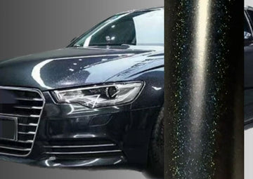 Gloss Metallic Glitter Black Vinyl Wrap